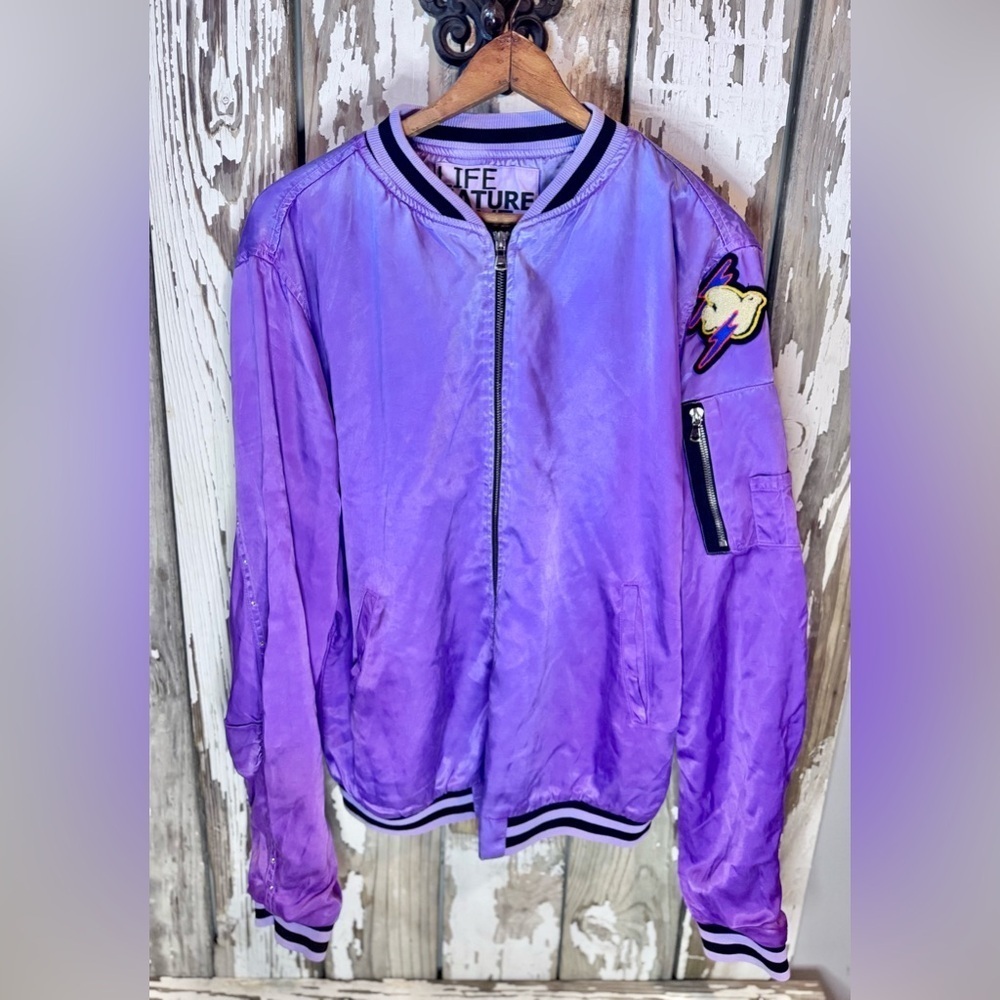 Free City Satin Bomber Jacket Lavender Size XL LIFE NATURE LOVE